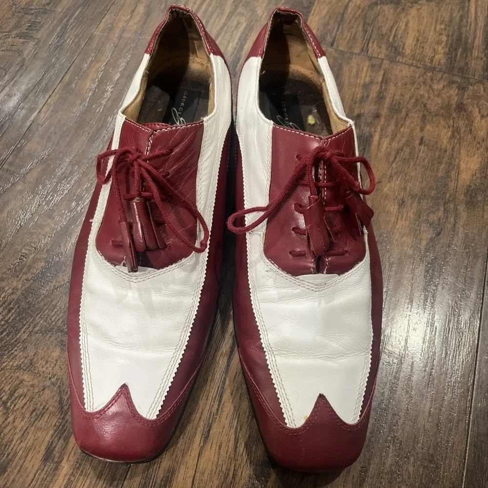 Giorgio Brutini Men's Spectator Wingtip Shoes Red White Leather Oxford Sz 11